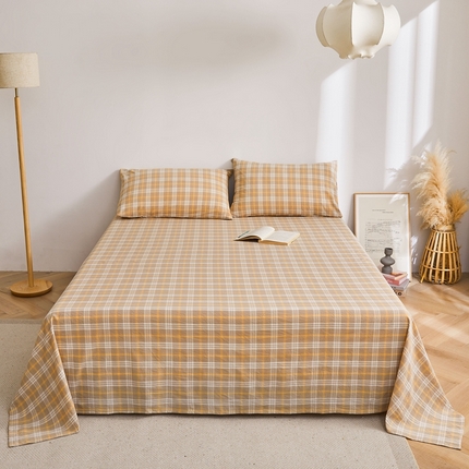 雅萱家纺 2024新款雅萱-色织全棉水洗棉床单 床单-意境-卡其