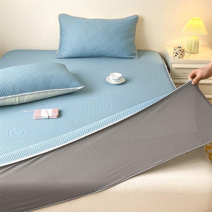 91家纺网 家纺一手货源 找家纺 吉象家纺 2024新款凉豆豆凉感软席凉席 小熊蓝