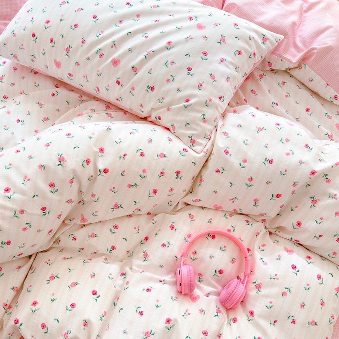 91家纺网 家纺一手货源 找家纺 清雅福 2024新款全棉13372小清新四件套和单品系列第四季 情人节