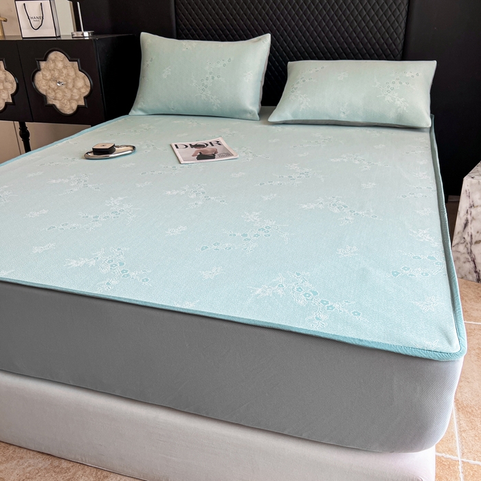 91家纺网 家纺一手货源 找家纺 慕尚家纺 2025新款提花席床笠款 床笠-花香蓝