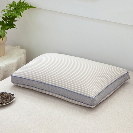 91家纺网 家纺一手货源 找家纺 （总）梦叶草 2024新款全棉色织水洗棉条纹系列草本荞麦枕