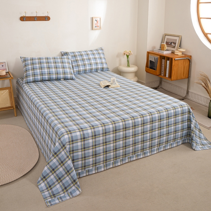 91家纺网 家纺一手货源 找家纺 鸣升 新款舒适透气100%全棉老粗布床单 莫妮卡（兰）