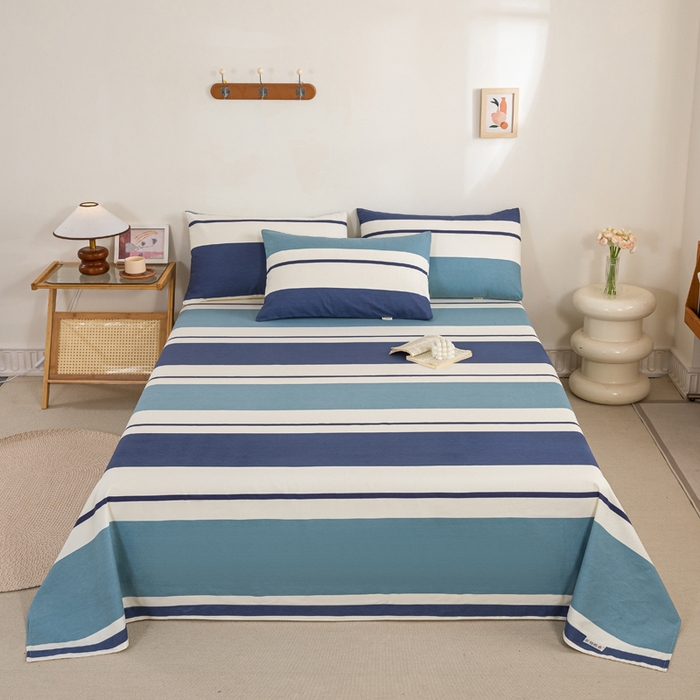 91家纺网 家纺一手货源 找家纺 鸣升 新款舒适透气100%全棉老粗布床单 欢乐