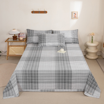 91家纺网 家纺一手货源 找家纺 鸣升 新款舒适透气100%全棉老粗布床单 星月