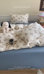 91家纺网 家纺一手货源 找家纺 萝莉家纺2025新款全棉双层皱皱纱四件套 猫咪