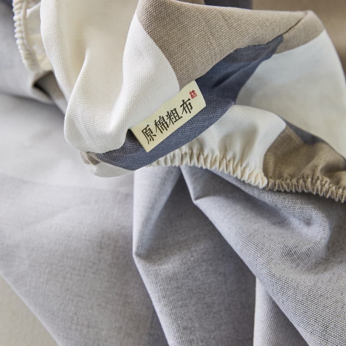 91家纺网 家纺一手货源 找家纺 鸣升 新款舒适透气全棉老粗布床笠 蓝大格