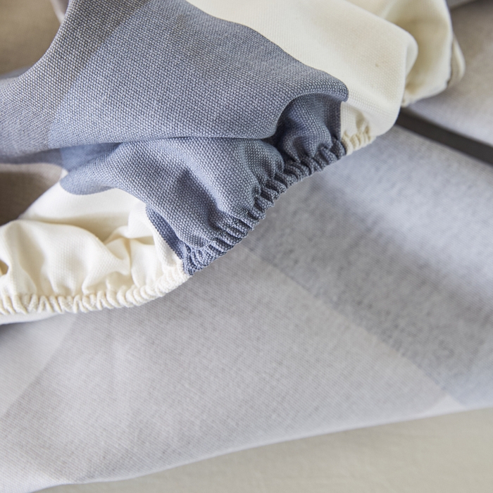 91家纺网 家纺一手货源 找家纺 鸣升 新款舒适透气全棉老粗布床笠 蓝大格