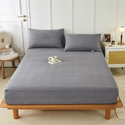 鸣升 新款舒适透气全棉老粗布床笠 樱花-灰