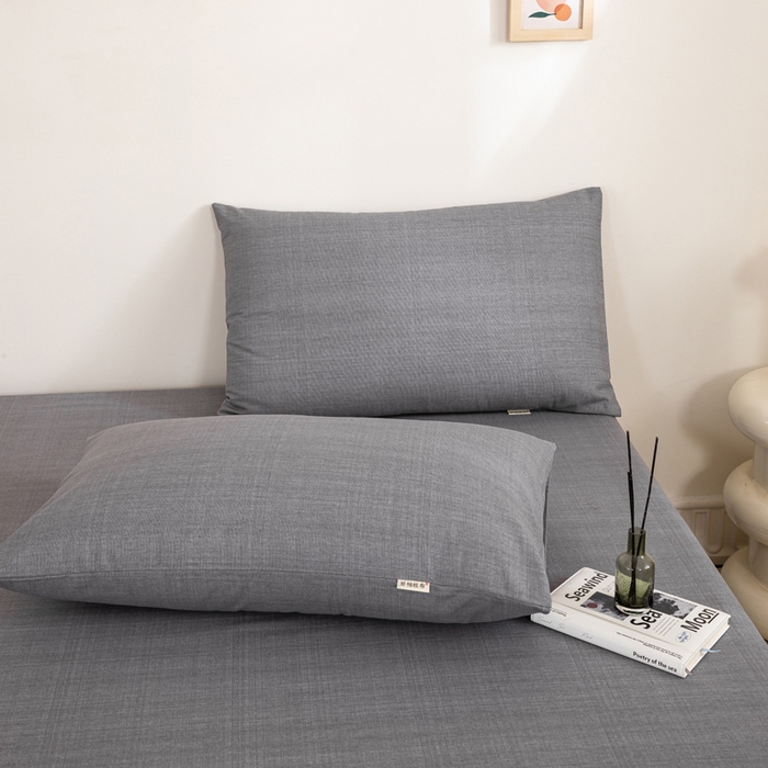 91家纺网 家纺一手货源 找家纺 鸣升 新款舒适透气100%全棉老粗布枕套 樱花-灰