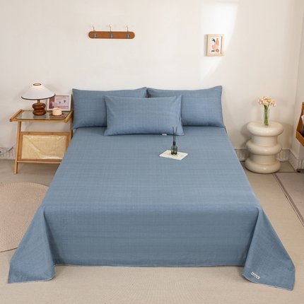 91家纺网 家纺一手货源 找家纺 鸣升 新款舒适透气100%全棉老粗布床单 樱花-兰