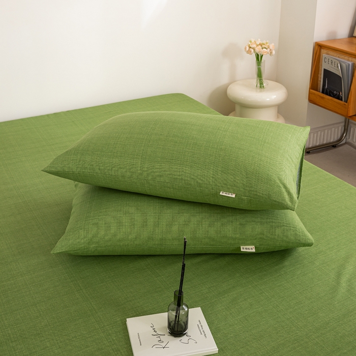 91家纺网 家纺一手货源 找家纺 鸣升 新款舒适透气100%全棉老粗布枕套 樱花-绿