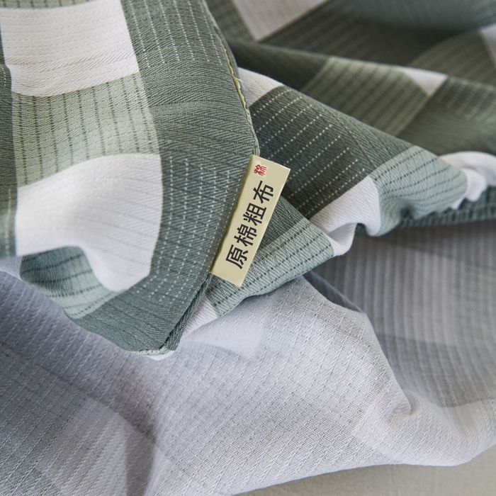 91家纺网 家纺一手货源 找家纺 鸣升 新款舒适透气全棉老粗布床笠 灰中格