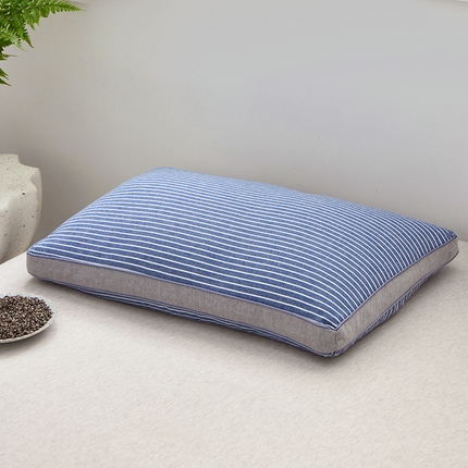 91家纺网 家纺一手货源 找家纺 （总）梦叶草 2024新款全棉色织水洗棉条纹系列草本荞麦枕