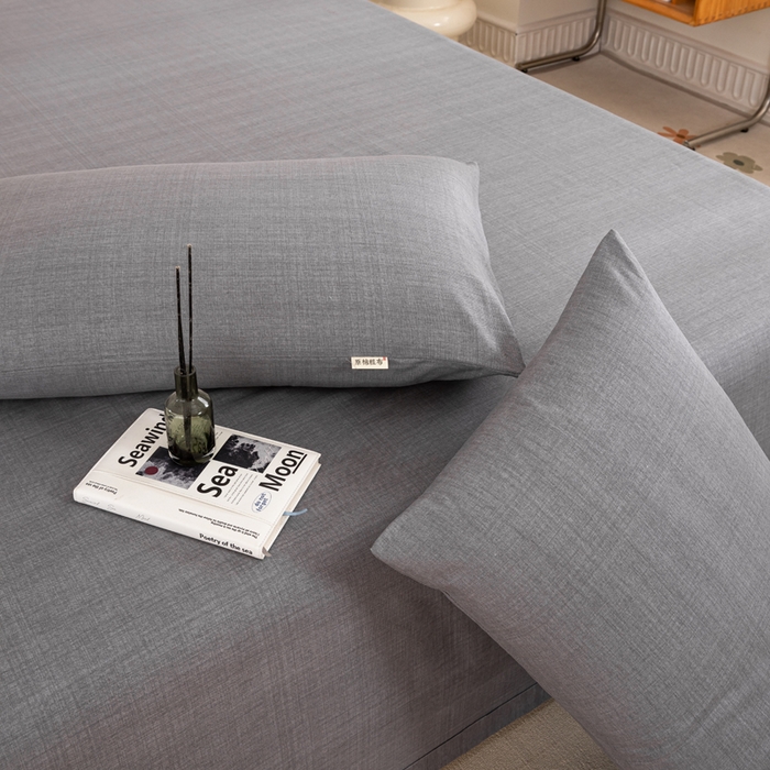 91家纺网 家纺一手货源 找家纺 鸣升 新款舒适透气100%全棉老粗布枕套 樱花-灰