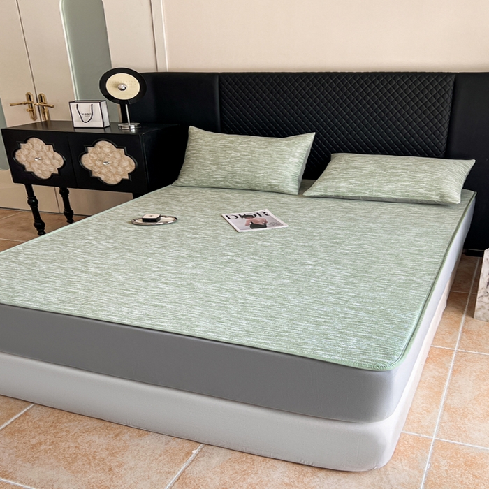 91家纺网 家纺一手货源 找家纺 慕尚家纺 2025新款提花席床笠款 床笠-迷雾绿