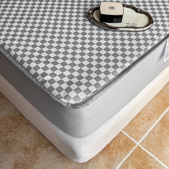 91家纺网 家纺一手货源 找家纺 慕尚家纺 2025新款提花席床笠款 床笠-棋盘格灰