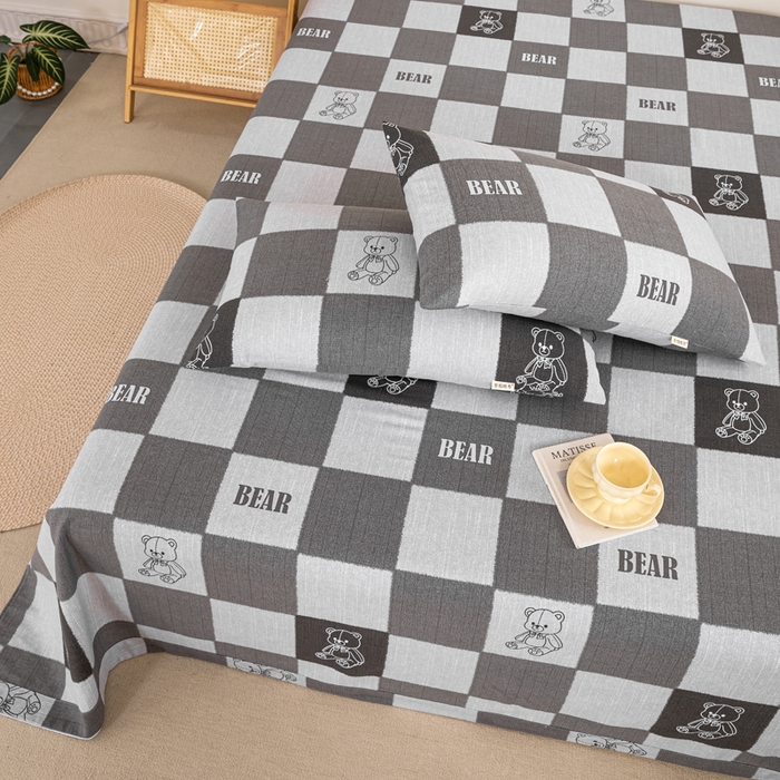 91家纺网 家纺一手货源 找家纺 鸣升 新款舒适透气100%全棉老粗布枕套 巴比熊（灰）