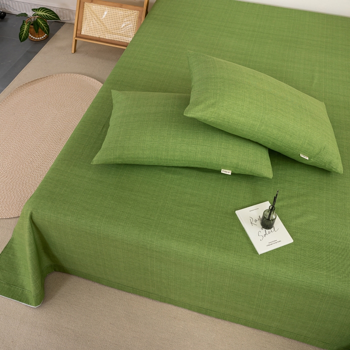 91家纺网 家纺一手货源 找家纺 鸣升 新款舒适透气100%全棉老粗布枕套 樱花-绿