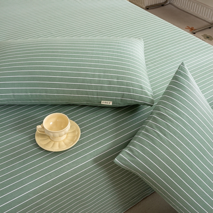 91家纺网 家纺一手货源 找家纺 鸣升 新款舒适透气100%全棉老粗布枕套 细川（绿）