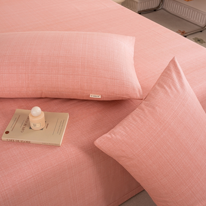 91家纺网 家纺一手货源 找家纺 鸣升 新款舒适透气100%全棉老粗布枕套 樱花（粉）