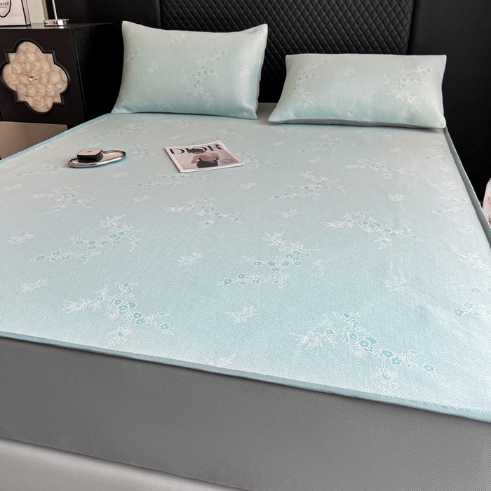 91家纺网 家纺一手货源 找家纺 慕尚家纺 2025新款提花席床笠款 床笠-花香蓝