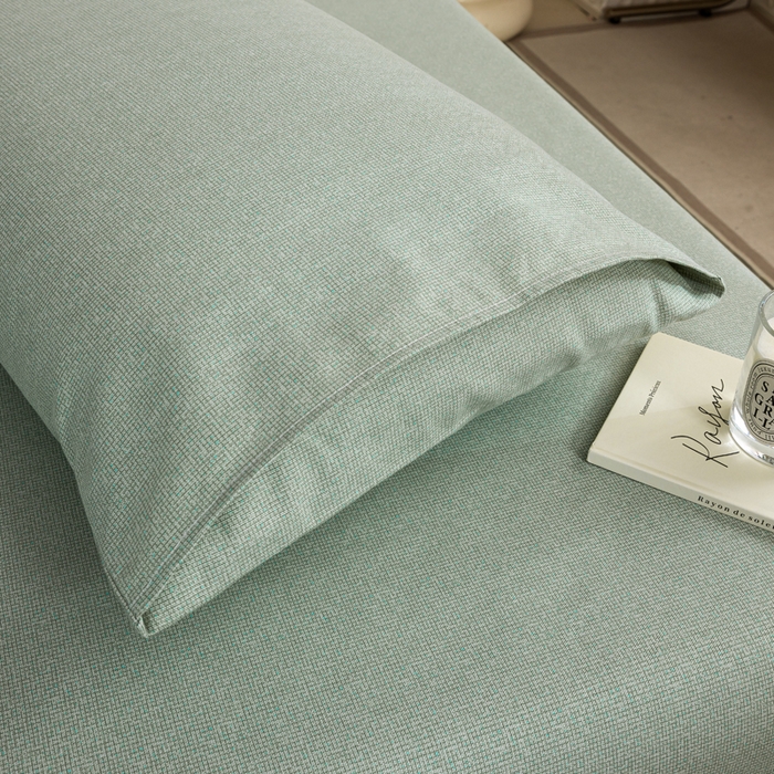 91家纺网 家纺一手货源 找家纺 鸣升 新款舒适透气100%全棉老粗布枕套 墨子（绿）