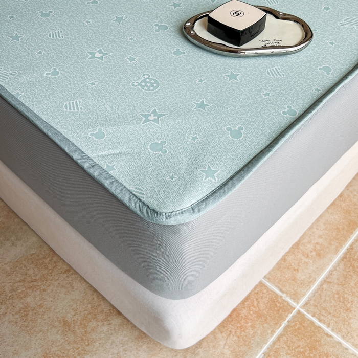 91家纺网 家纺一手货源 找家纺 慕尚家纺 2025新款提花席床笠款 床笠-米奇星星蓝