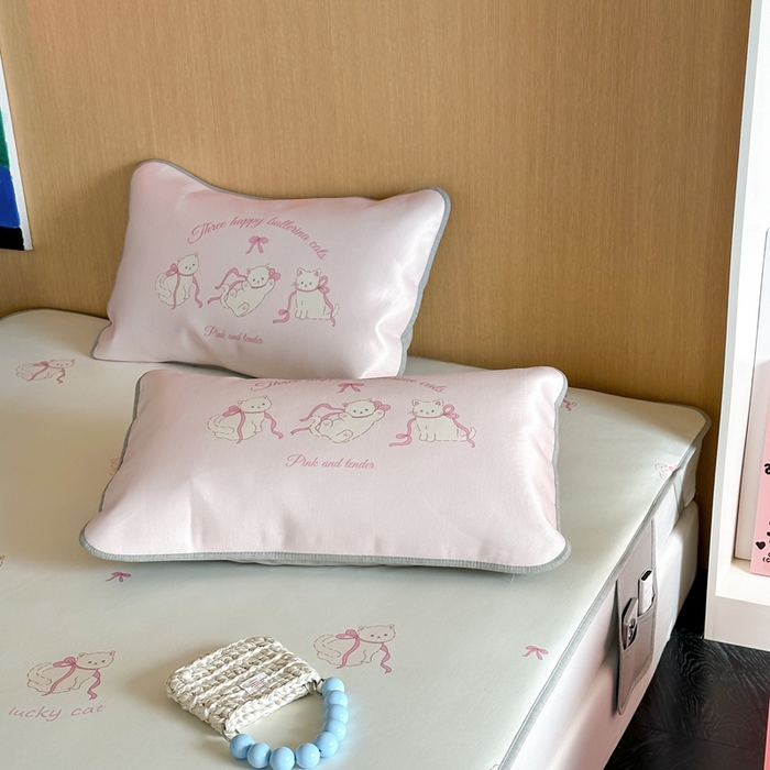 91家纺网 家纺一手货源 找家纺 时年 2024新款7A抗菌数码印花冰丝凉席（充值会员优惠10元） 可爱喵