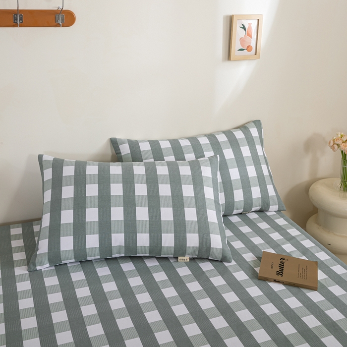 91家纺网 家纺一手货源 找家纺 鸣升 新款舒适透气100%全棉老粗布枕套 灰中格