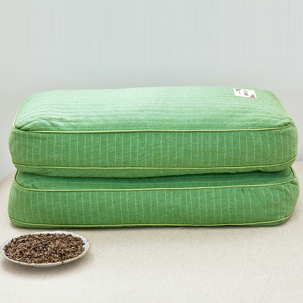 91家纺网 家纺一手货源 找家纺 梦叶草 2024新款全棉韩式砂洗全荞麦枕芯 韩式砂洗荞麦枕-绿色30*50cm/只