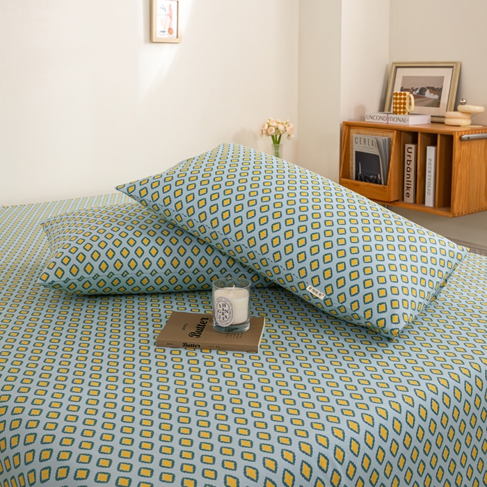 91家纺网 家纺一手货源 找家纺 鸣升 新款舒适透气100%全棉老粗布枕套 岸谷-绿