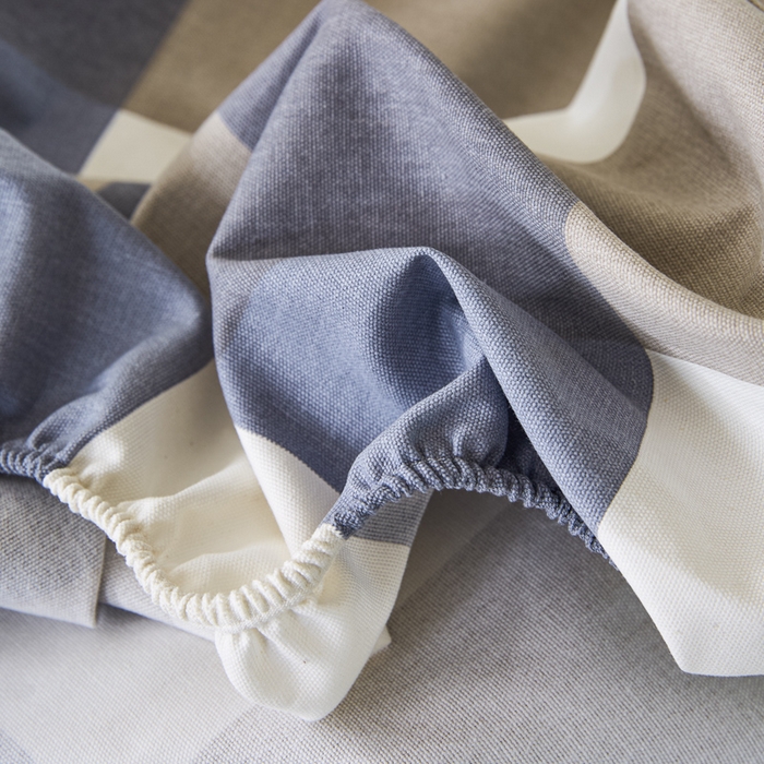 91家纺网 家纺一手货源 找家纺 鸣升 新款舒适透气全棉老粗布床笠 蓝大格