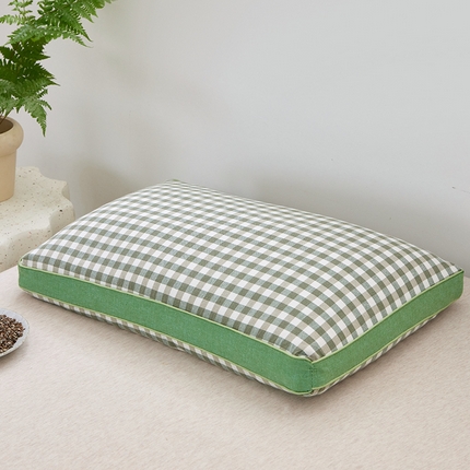 91家纺网 家纺一手货源 找家纺 （总）梦叶草 2024新款全棉色织水洗棉田园格子系列草本荞麦枕