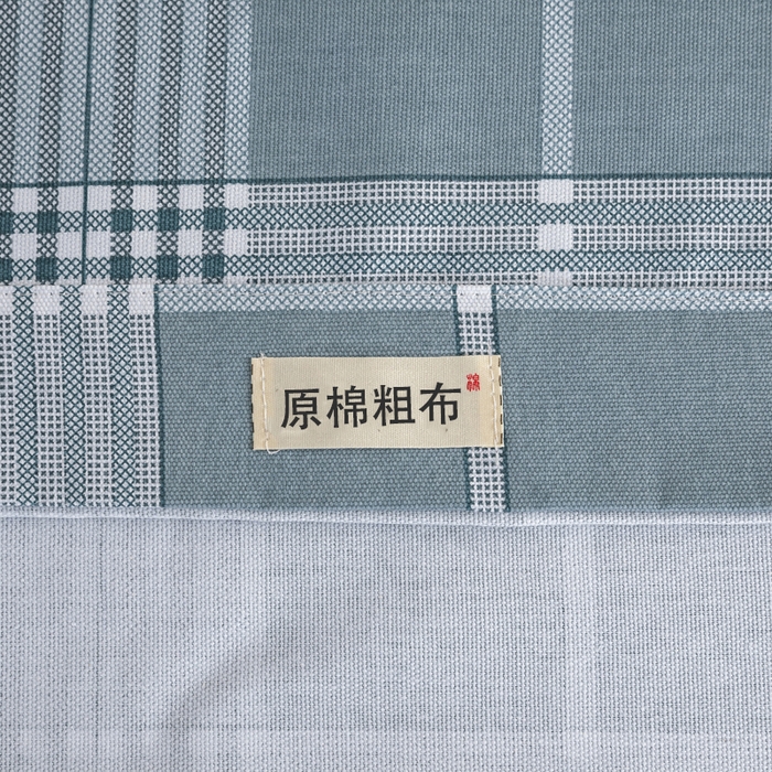 91家纺网 家纺一手货源 找家纺 鸣升 新款舒适透气100%全棉老粗布床单 蓝条格