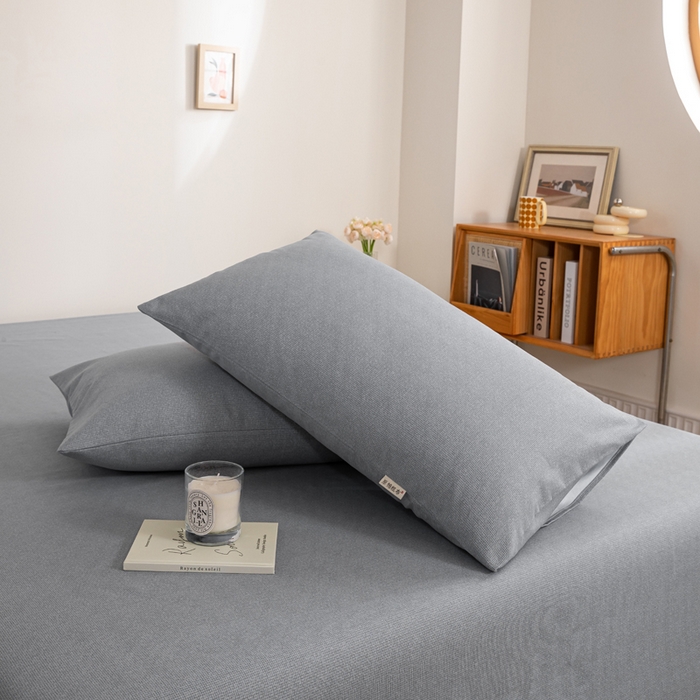 91家纺网 家纺一手货源 找家纺 鸣升 新款舒适透气100%全棉老粗布枕套 墨子（灰）