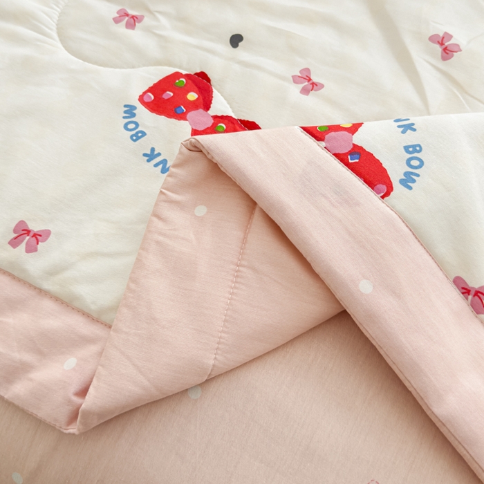 91家纺网 家纺一手货源 找家纺 金丝鸟家纺 2024新款全棉棉花夏被四件套 甜心蝴蝶结