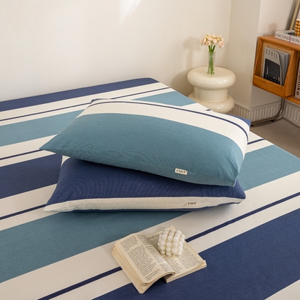 鸣升 新款舒适透气100%全棉老粗布枕套 欢乐