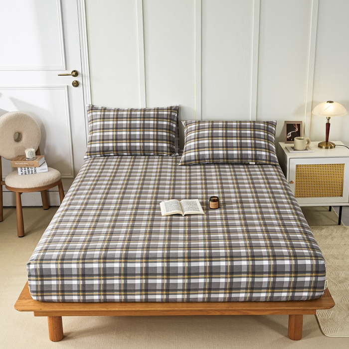 91家纺网 家纺一手货源 找家纺 鸣升 新款舒适透气全棉老粗布床笠 莫妮卡（灰）