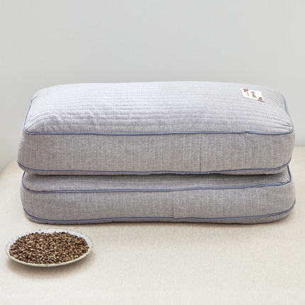 91家纺网 家纺一手货源 找家纺 梦叶草 2024新款全棉韩式砂洗全荞麦枕芯 韩式砂洗荞麦枕-灰色30*50cm/只