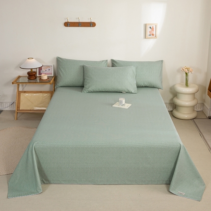 鸣升 新款舒适透气100%全棉老粗布床单 墨子（绿）