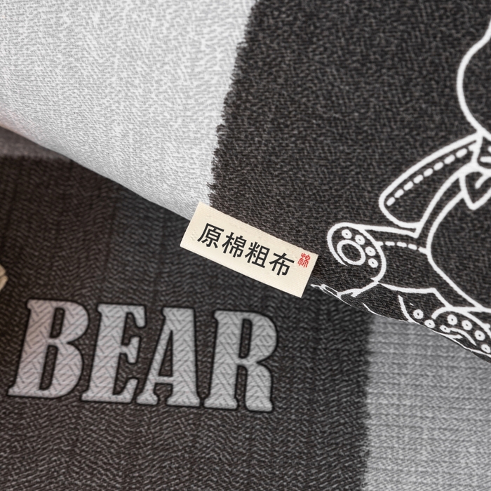 91家纺网 家纺一手货源 找家纺 鸣升 新款舒适透气100%全棉老粗布枕套 巴比熊（灰）