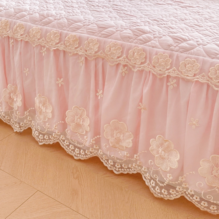 91家纺网 家纺一手货源 找家纺 （总）罗艺轩 2024新款公主风水洗棉夹棉单床裙-浪漫满屋床