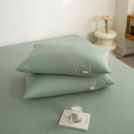 鸣升 新款舒适透气100%全棉老粗布枕套 墨子（绿）