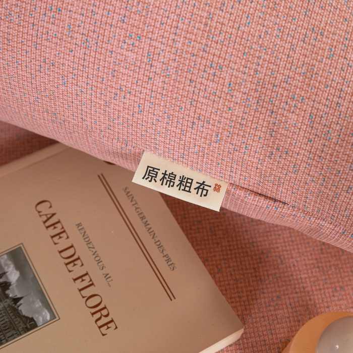 91家纺网 家纺一手货源 找家纺 鸣升 新款舒适透气100%全棉老粗布枕套 墨子（粉）