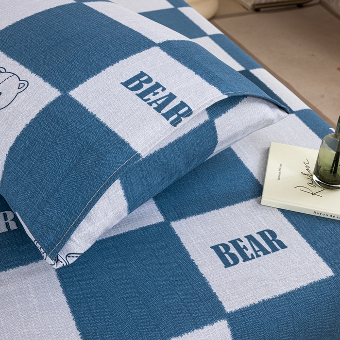 91家纺网 家纺一手货源 找家纺 鸣升 新款舒适透气100%全棉老粗布枕套 巴比熊（兰）