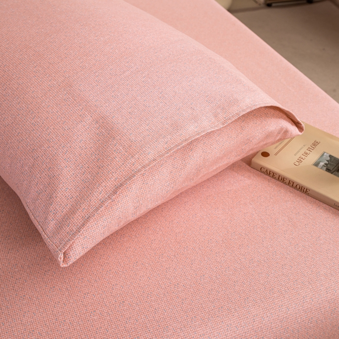 91家纺网 家纺一手货源 找家纺 鸣升 新款舒适透气100%全棉老粗布枕套 墨子（粉）