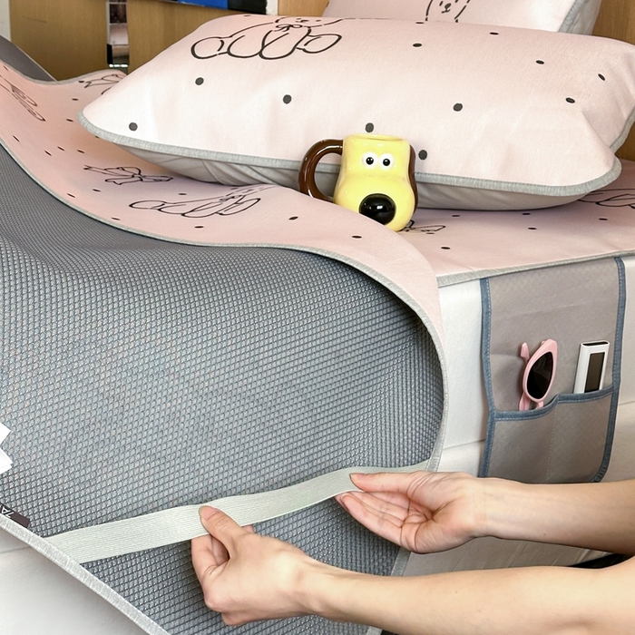 91家纺网 家纺一手货源 找家纺 时年 2024新款7A抗菌数码印花冰丝凉席（充值会员优惠10元） 波点兔兔