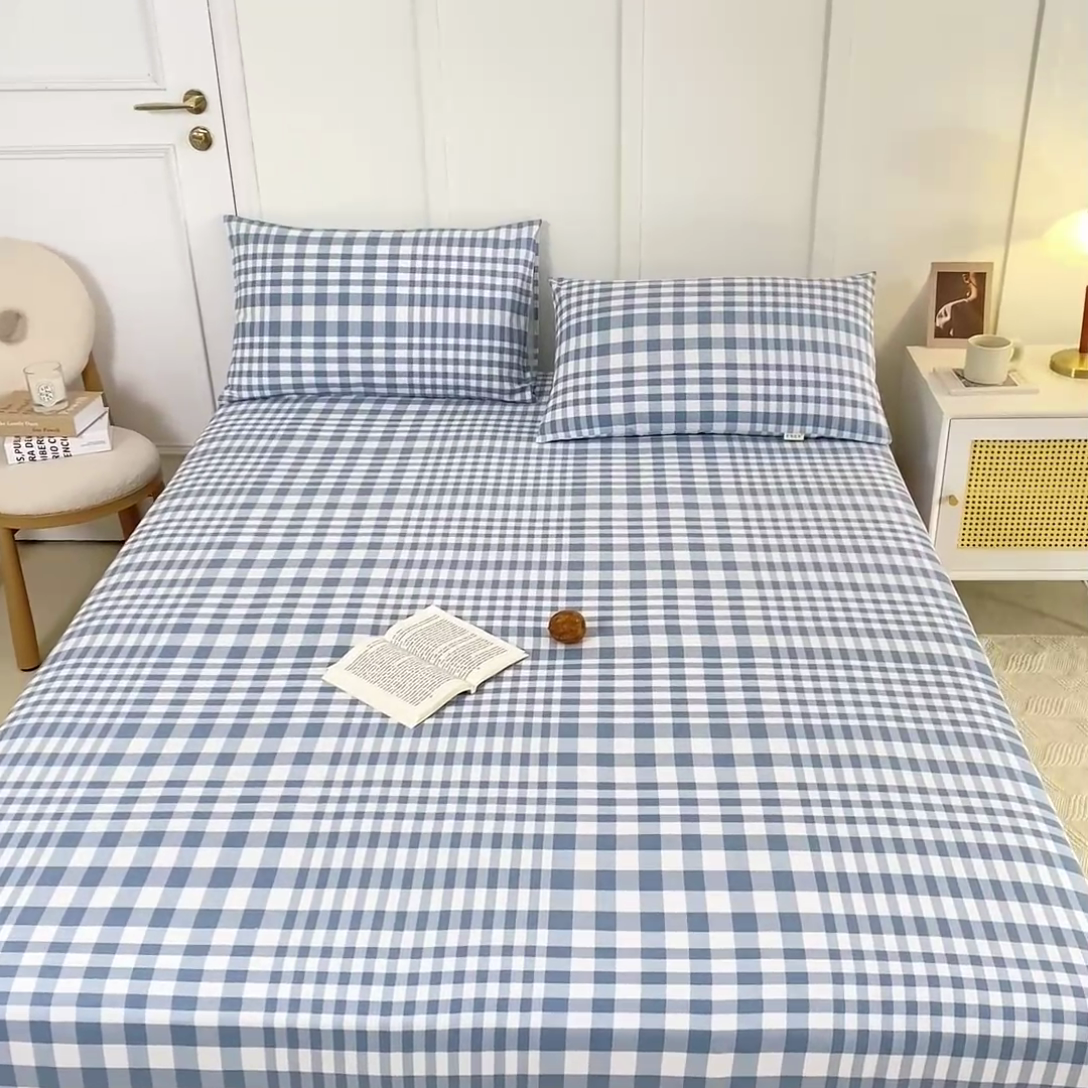 91家纺网 家纺一手货源 找家纺 鸣升 新款舒适透气全棉老粗布床笠 柏林（兰）