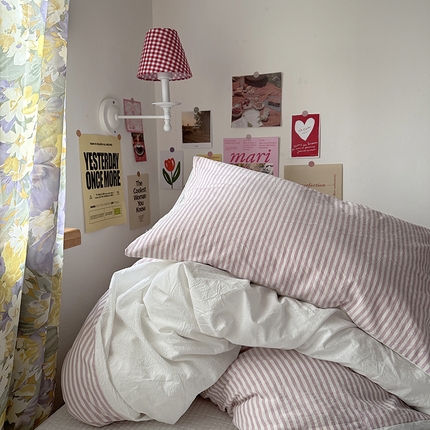 91家纺网 家纺一手货源 找家纺 （总）恋恋三季2024新款全棉色织水洗棉ins风单被套-芋泥啵啵