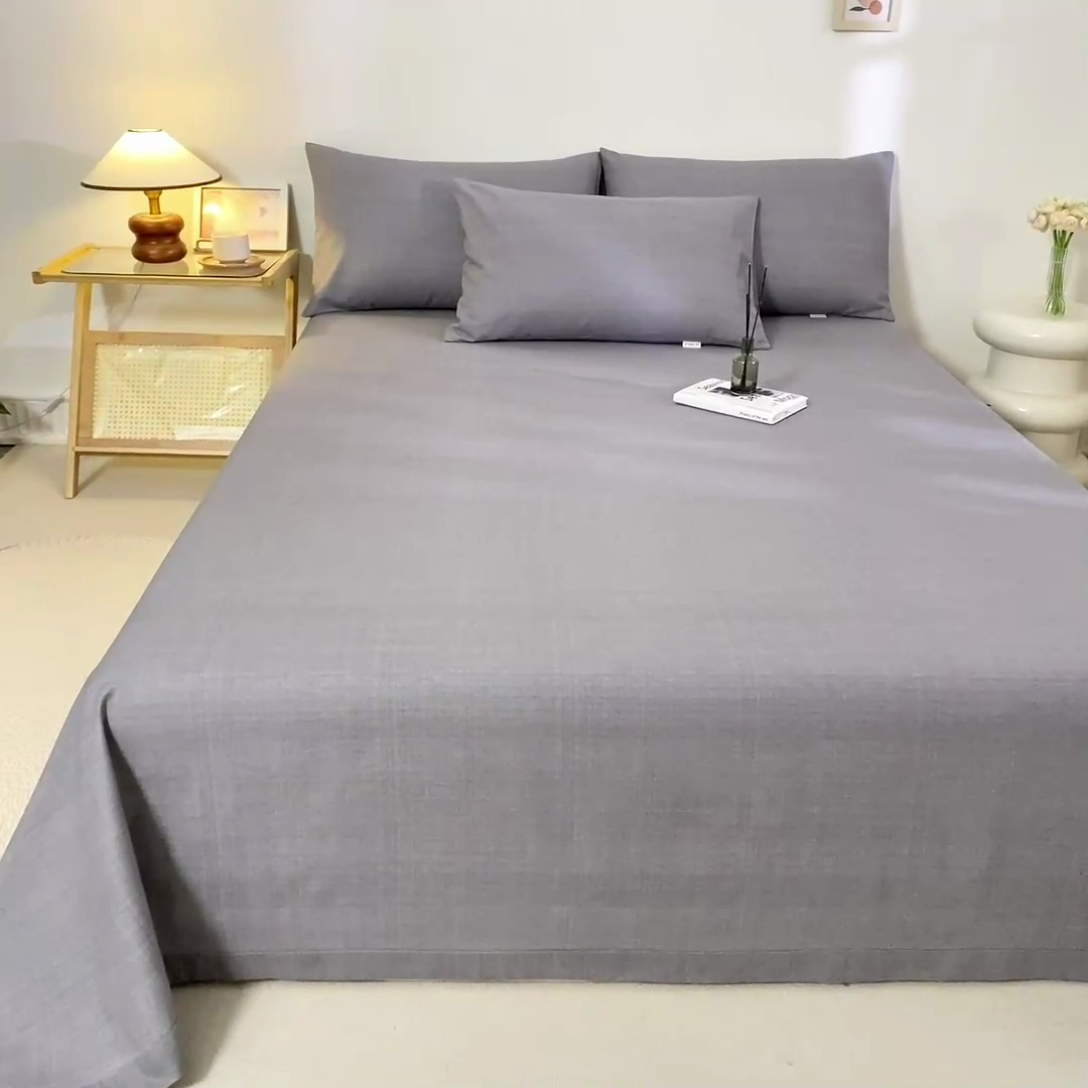 91家纺网 家纺一手货源 找家纺 鸣升 新款舒适透气100%全棉老粗布枕套 樱花-灰